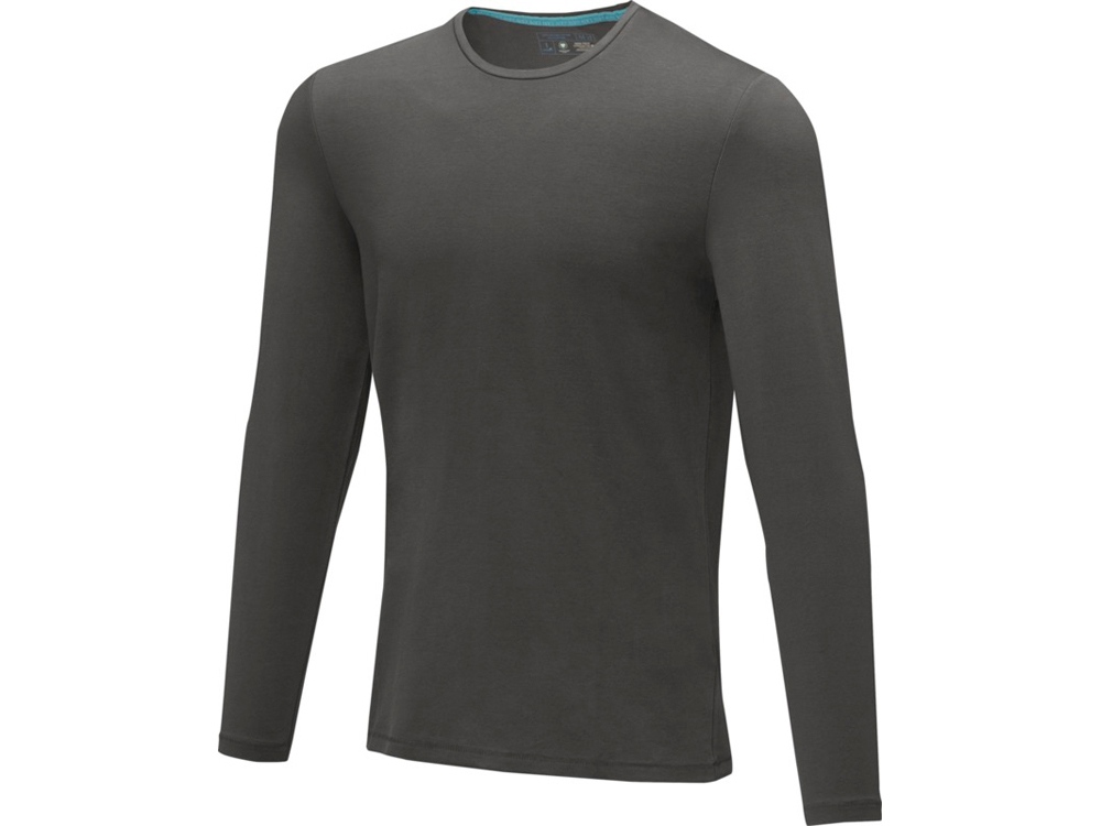 Ponoka мужская футболка из органического хлопка, длинный рукав, storm grey, размер 3XL
