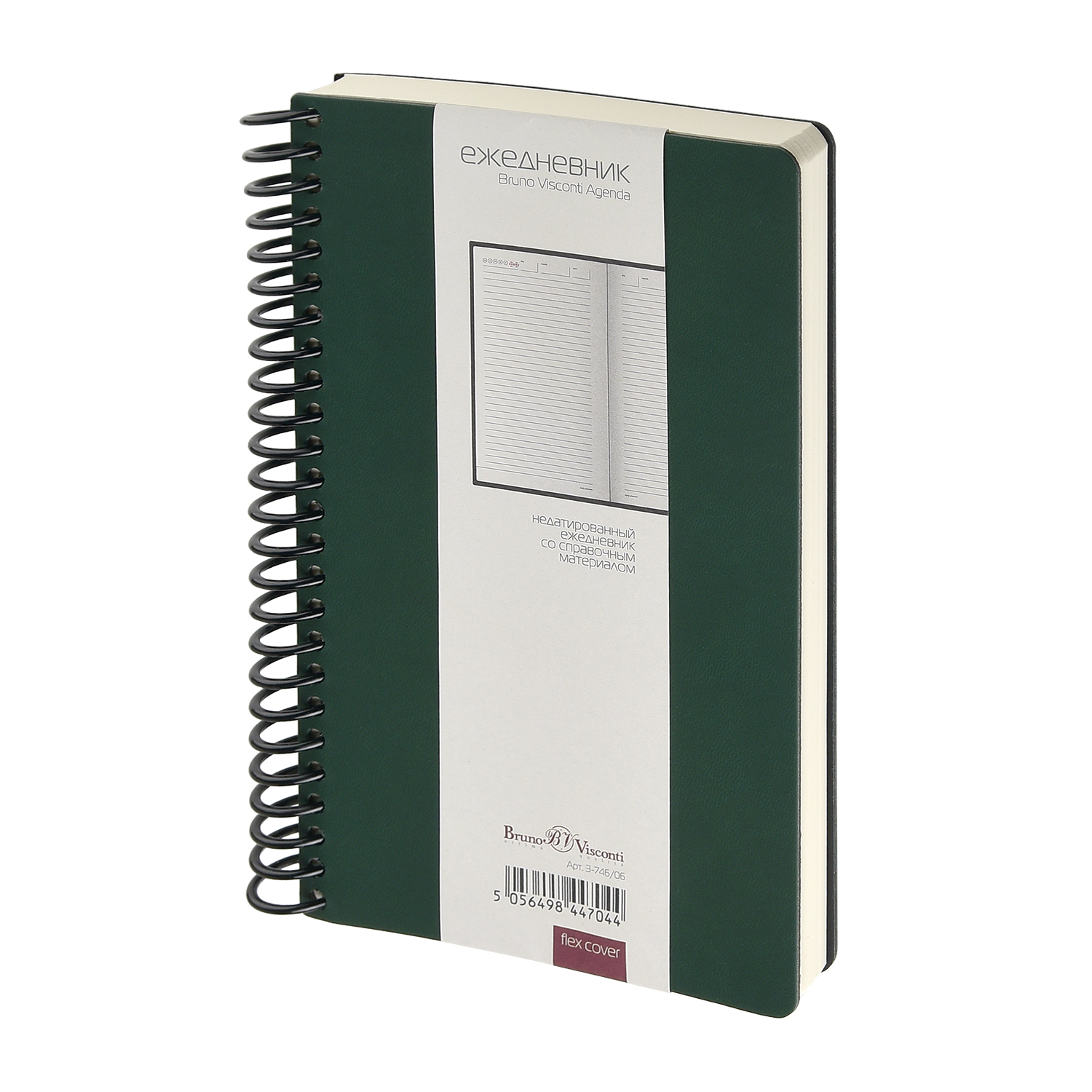 Ежедневник BrunoVisconti® недатированный А5 (130 х 215 мм) "AGENDA" зеленый 256 стр.