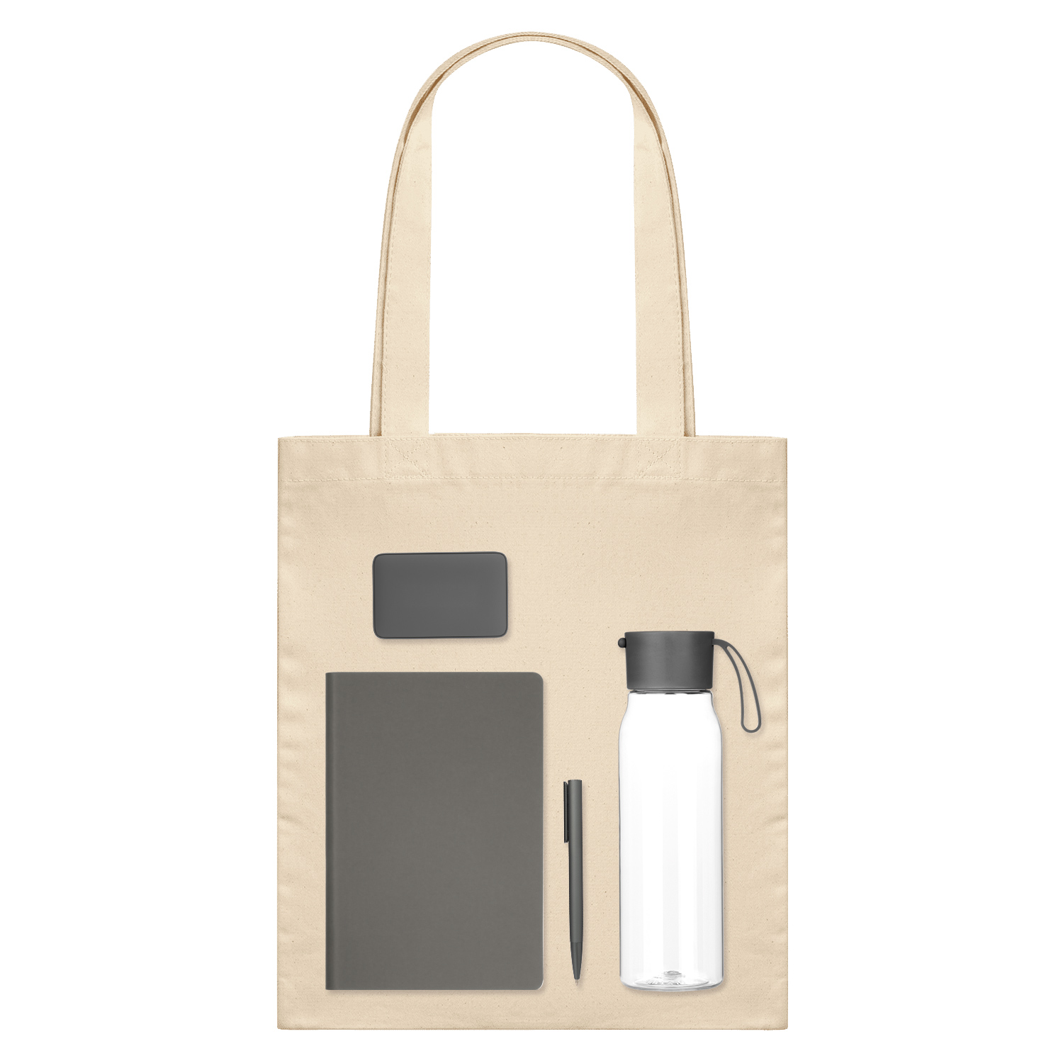 Подарочный набор Welcome Pack, серый (бутылка, ежедневник, ручка, ЗУ, шоппер)