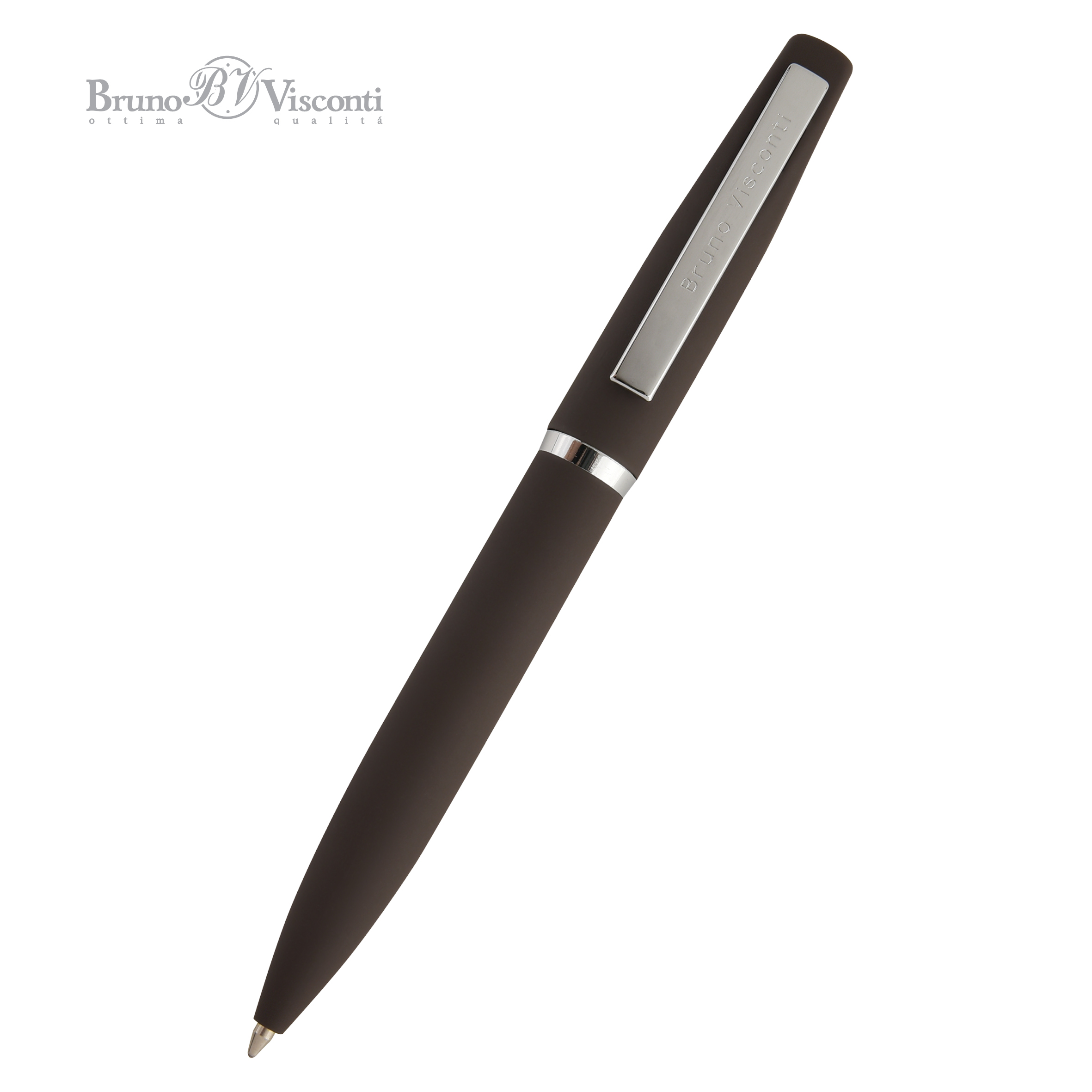 Ручка шариковая автоматическая BrunoVisconti® "PORTOFINO" цвет корпуса коричневый 1 мм