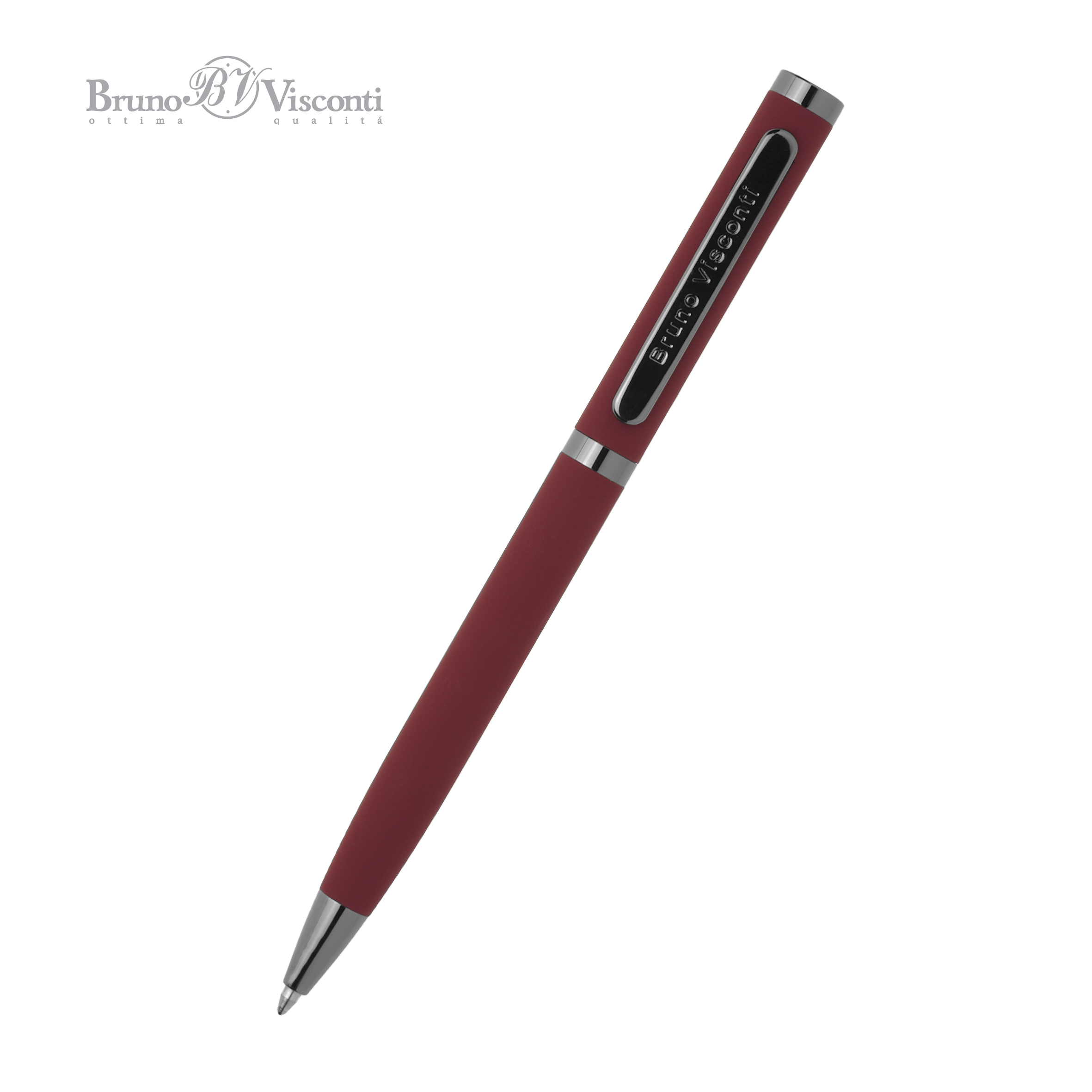 Ручка шариковая автоматическая BrunoVisconti® "FIRENZE" цвет корпуса красный 1 мм