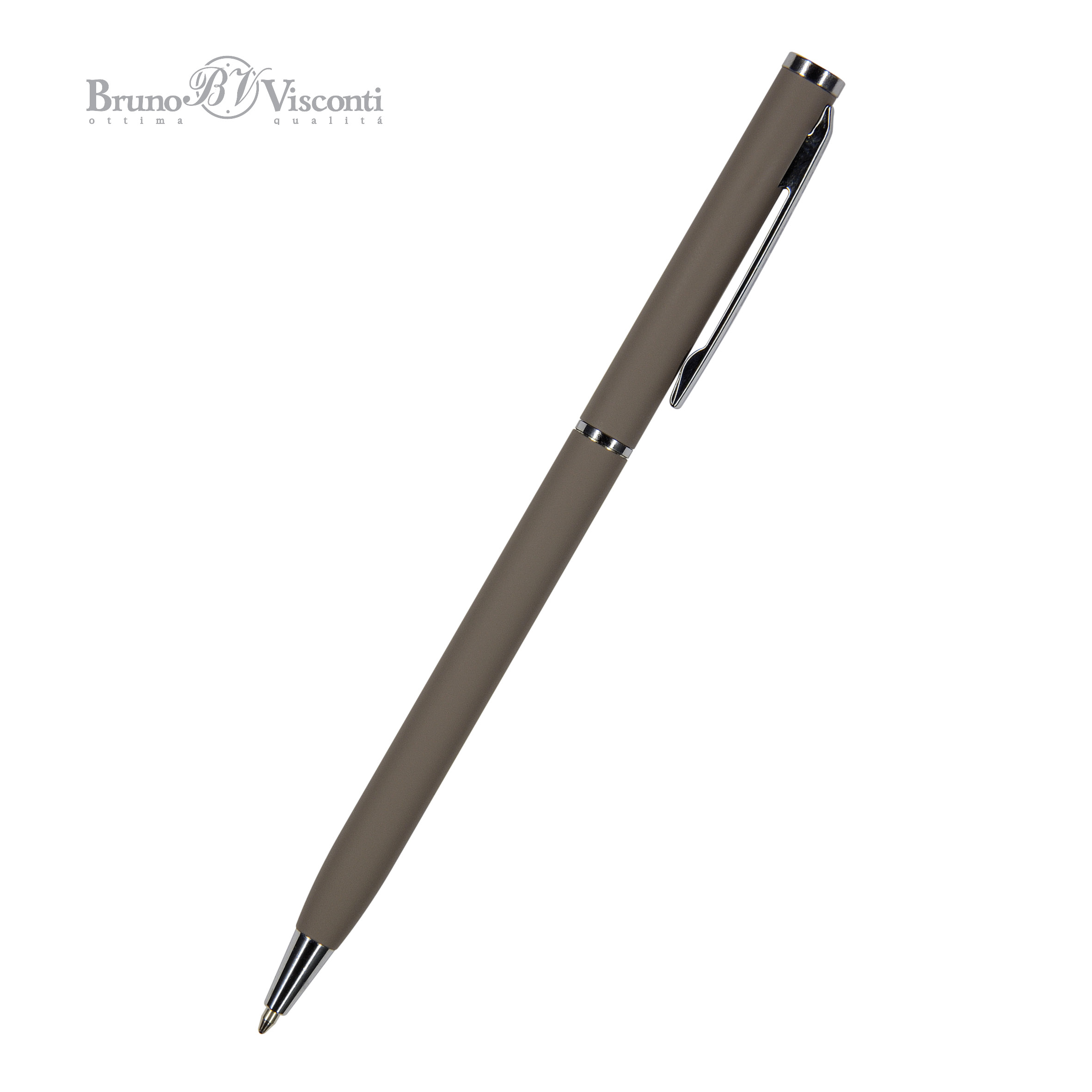 Ручка шариковая автоматическая BrunoVisconti® "PALERMO" цвет корпуса серый 0.7 мм, в тубе