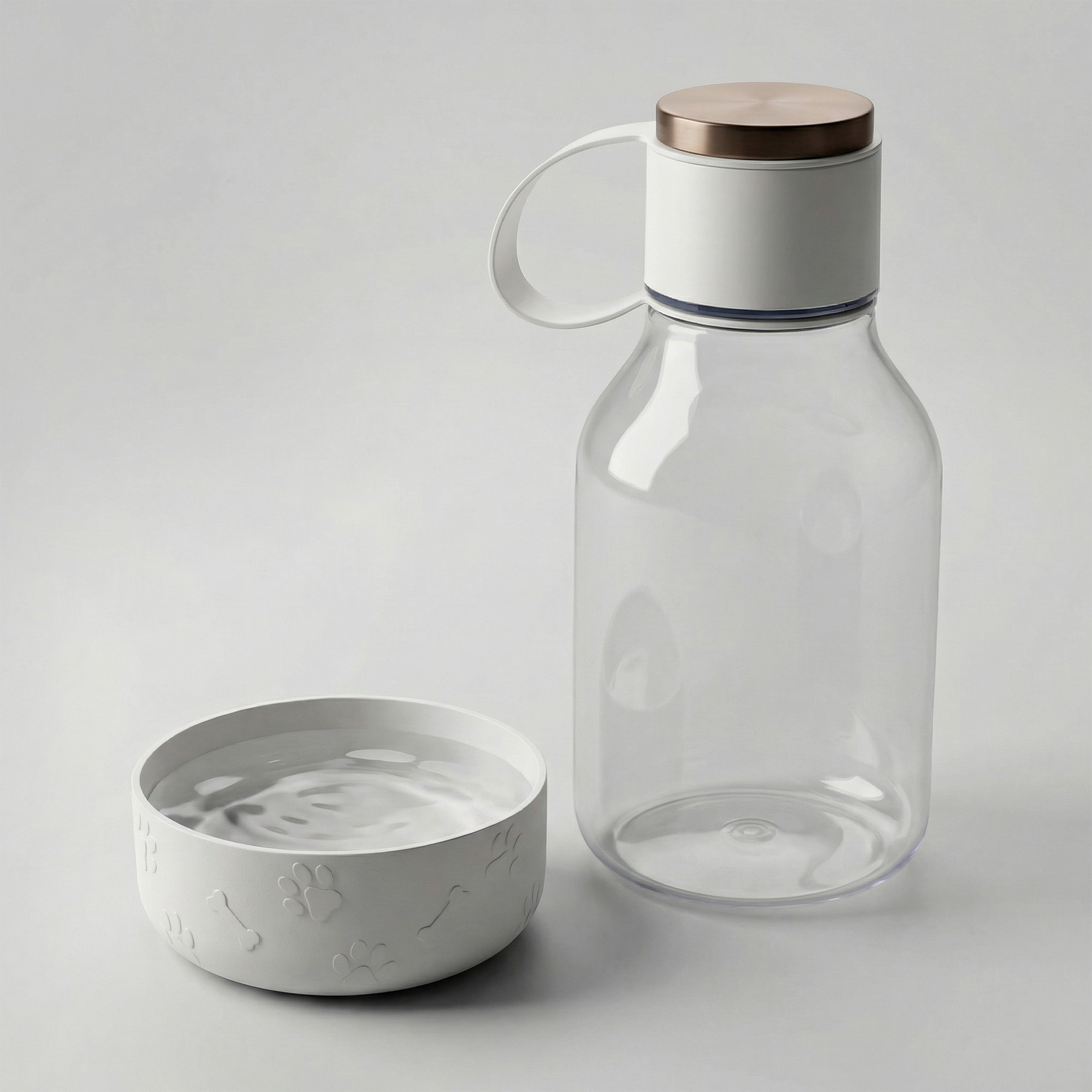 Бутылка для воды 2-в-1 «Dog Bowl Bottle» со съемной миской для питомцев, 1500 мл, белый