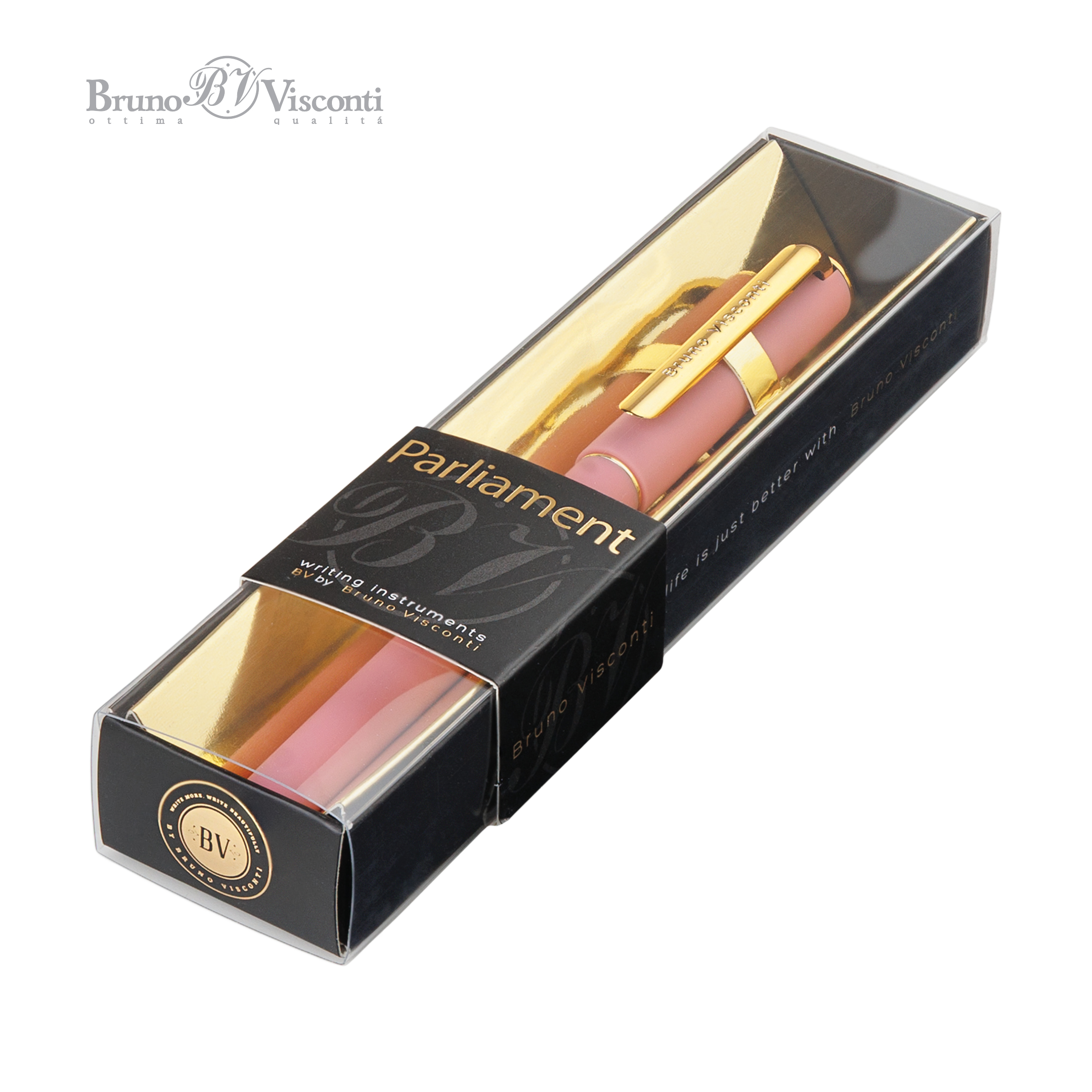 Ручка шариковая масляная BrunoVisconti® "PARLIAMENT" цвет корпуса ПЫЛЬНАЯ РОЗА 0,7 ММ
