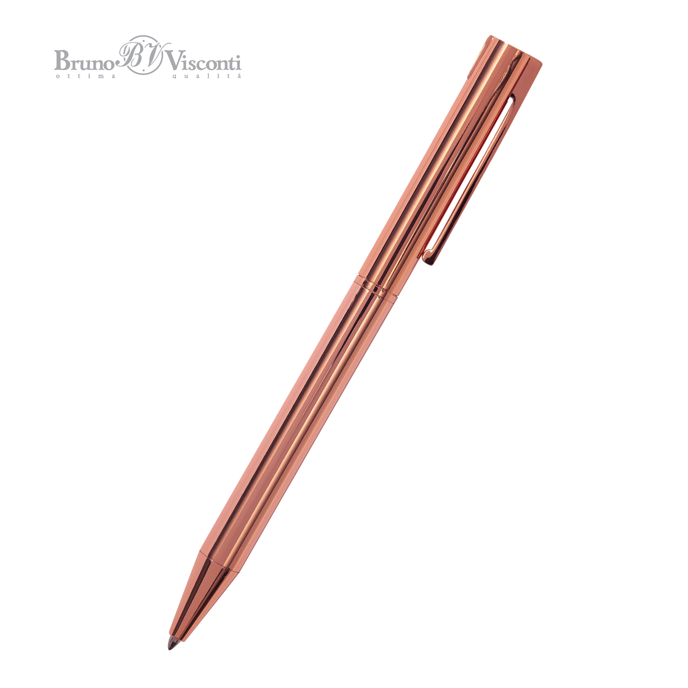 Ручка шариковая автоматическая BrunoVisconti® "BERGAMO" цвет корпуса розовое золото 0.7 мм, синяя