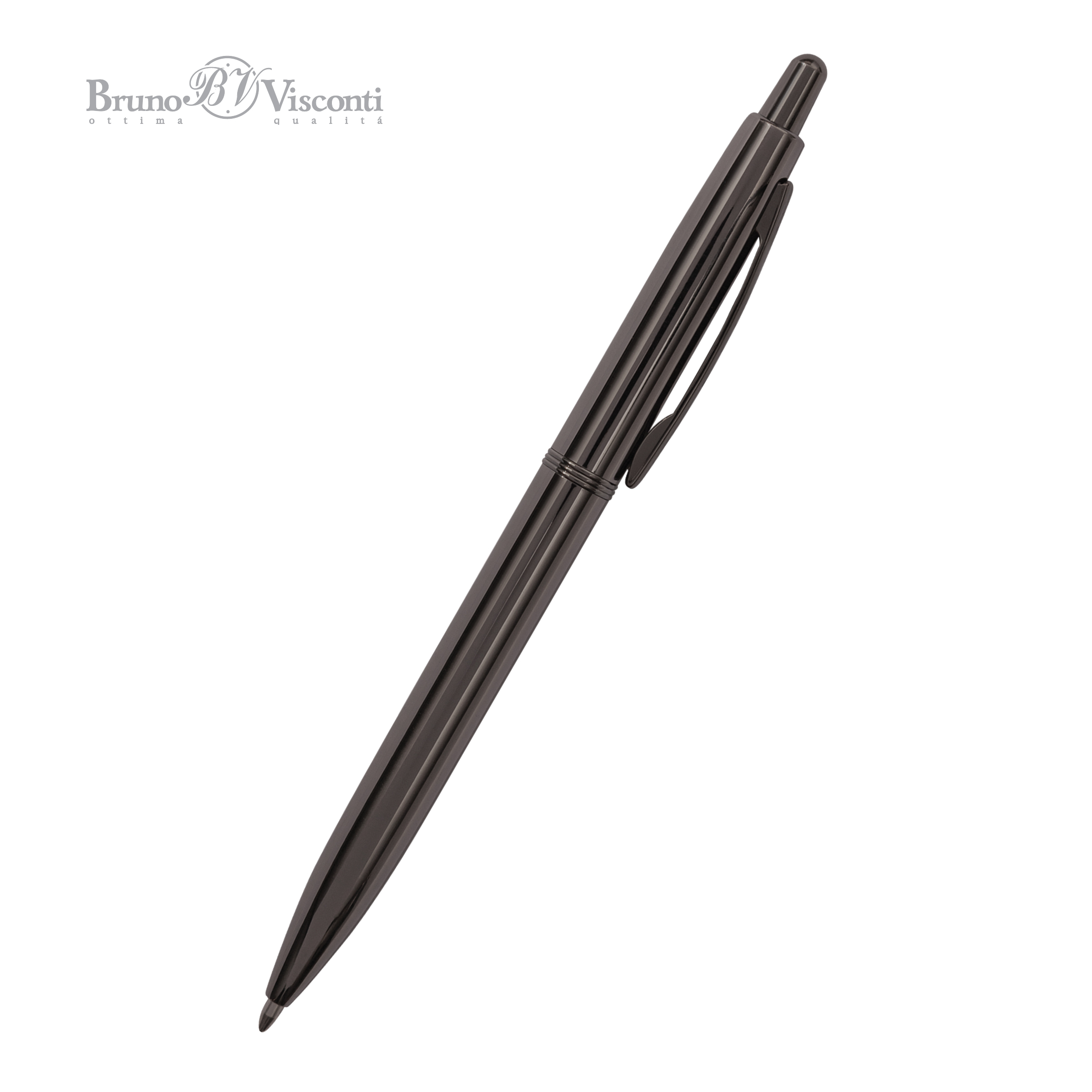 Ручка шариковая автоматическая BrunoVisconti® "SAN REMO" цвет корпуса вороненая сталь 1 мм, в тубе