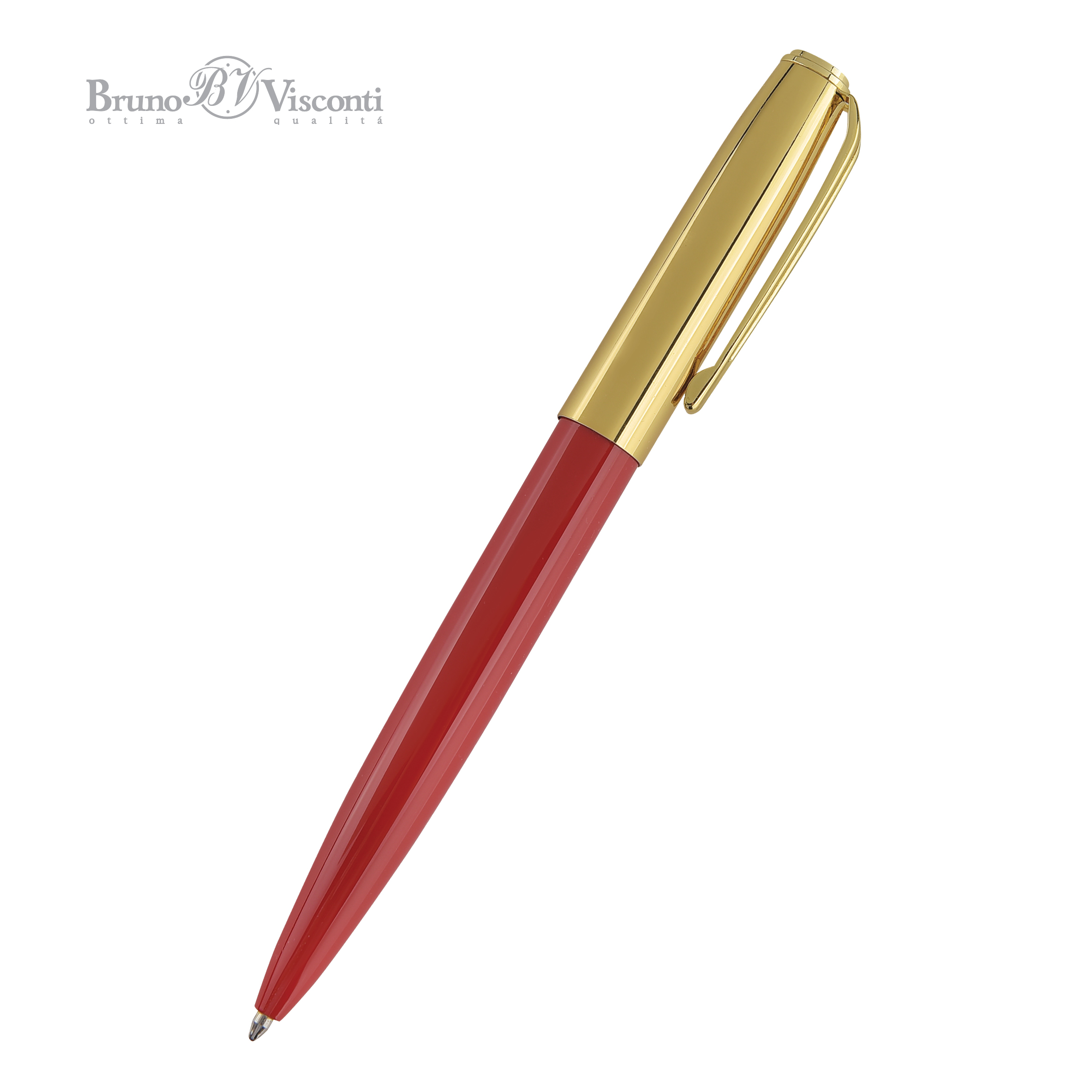 Ручка шариковая автоматическая BrunoVisconti® "NAPOLI" цвет корпуса красный 1 мм