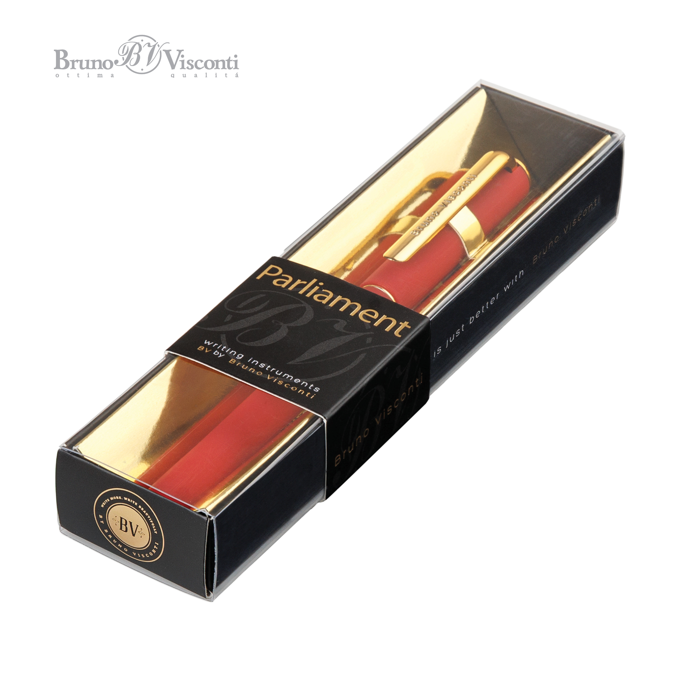 Ручка шариковая масляная BrunoVisconti® "PARLIAMENT" цвет корпуса красный 0.7 мм