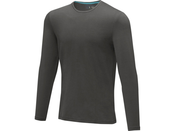 Ponoka мужская футболка из органического хлопка, длинный рукав, storm grey, размер 3XL