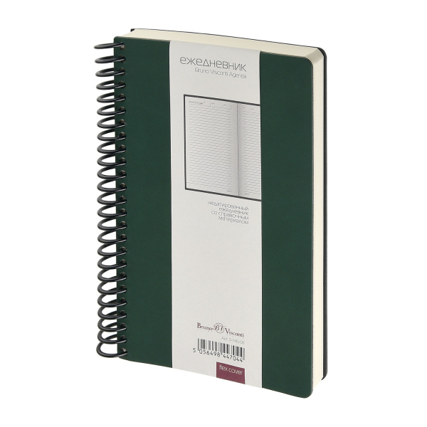 Ежедневник BrunoVisconti® недатированный А5 (130 х 215 мм) "AGENDA" зеленый 256 стр.