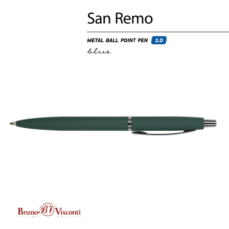 Ручка шариковая BrunoVisconti® "SAN REMO" цвет корпуса зеленый 1 мм, в тубе