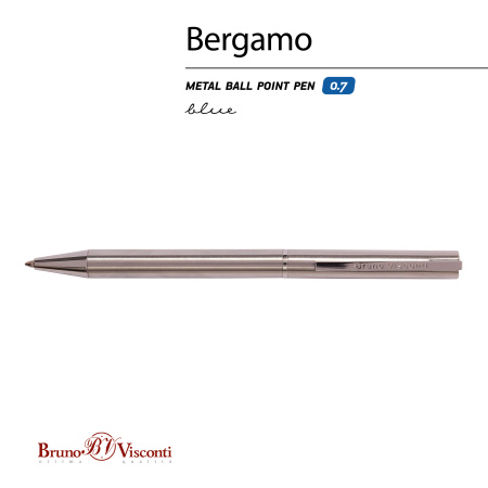 Ручка шариковая автоматическая BrunoVisconti® "BERGAMO" цвет корпуса стальной 0.7 мм, синяя