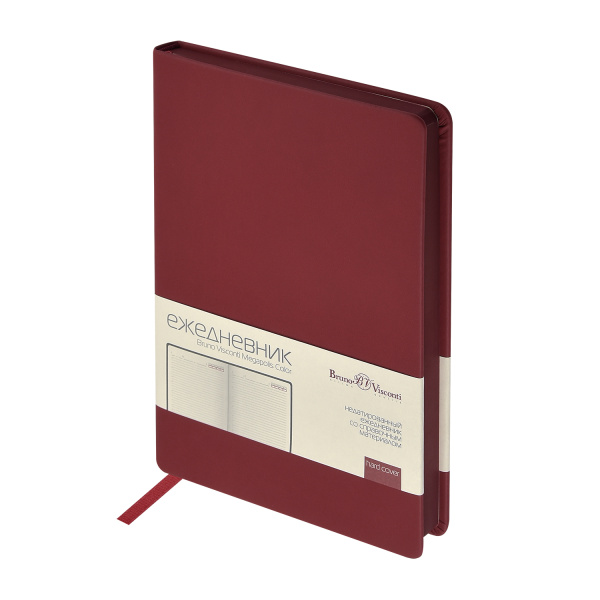 Ежедневник BrunoVisconti® недатированный А5 (145 х 215 мм) "MEGAPOLIS COLOR" бордовый 272 стр., обрез бордовый
