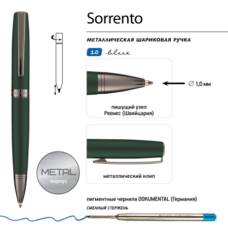 Ручка шариковая автоматическая BrunoVisconti® "SORRENTO" цвет корпуса зеленый 1 мм