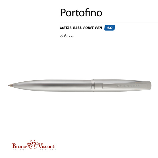 Ручка шариковая автоматическая BrunoVisconti® "PORTOFINO" цвет корпуса серебряный 1 мм