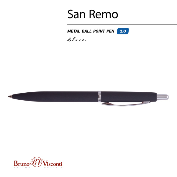 Ручка шариковая автоматическая BrunoVisconti® "SAN REMO" цвет корпуса графитовый 1 мм, в тубе