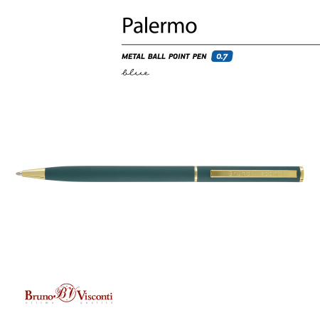 Ручка шариковая автоматическая BrunoVisconti® "PALERMO" цвет корпуса зеленый 0.7 мм, в тубе