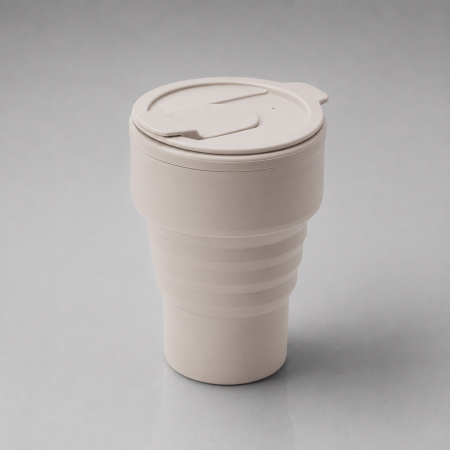 Силиконовый складной стакан "GoCup", бежевый