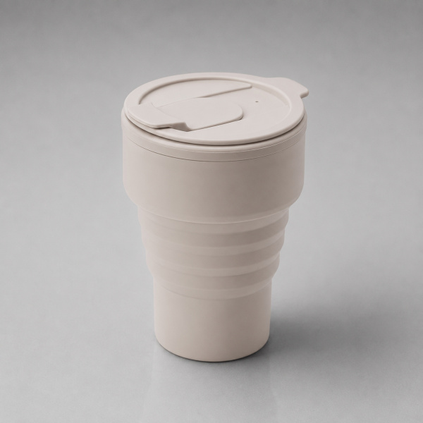 Силиконовый складной стакан "GoCup", бежевый
