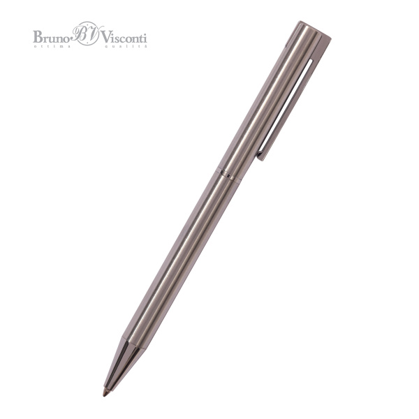 Ручка шариковая автоматическая BrunoVisconti® "BERGAMO" цвет корпуса стальной 0.7 мм, синяя