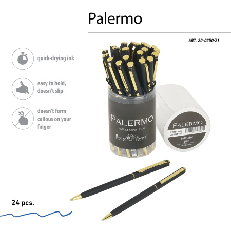 Ручка шариковая автоматическая BrunoVisconti® "PALERMO" цвет корпуса черный 0.7 мм, в тубе