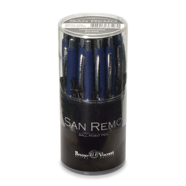 Ручка шариковая автоматическая BrunoVisconti® "SAN REMO" цвет корпуса ярко-синий 1 мм, в тубе