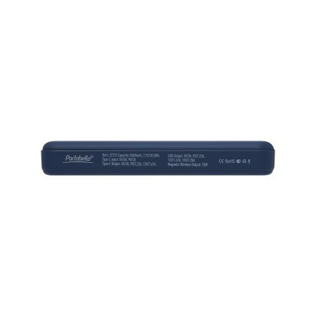 Внешний аккумулятор Ларго PD (Largo PD) 5000mAh с функцией беспроводной зарядки 15W, синий