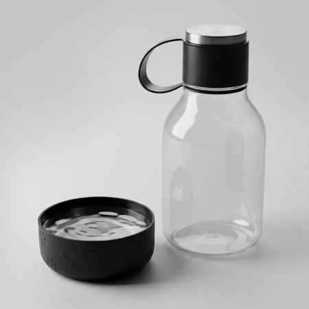 Бутылка для воды 2-в-1 «Dog Bowl Bottle» со съемной миской для питомцев, 1500 мл, черный