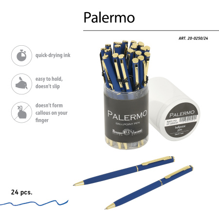 Ручка шариковая автоматическая BrunoVisconti® "PALERMO" цвет корпуса темно-синий 0.7 мм, в тубе