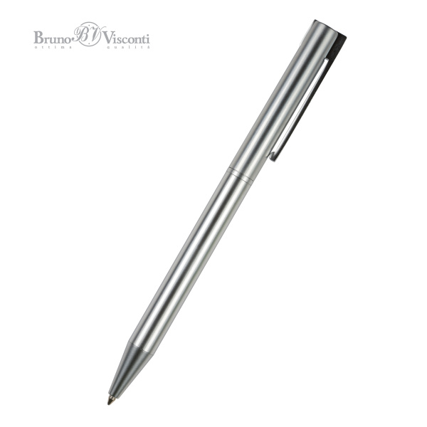 Ручка шариковая автоматическая BrunoVisconti® "BERGAMO" цвет корпуса серебряный 0.7 мм