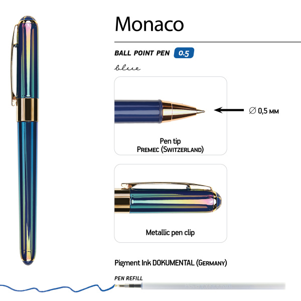 Ручка шариковая BrunoVisconti® "MONACO" цвет корпуса темно-синий 0.5 мм