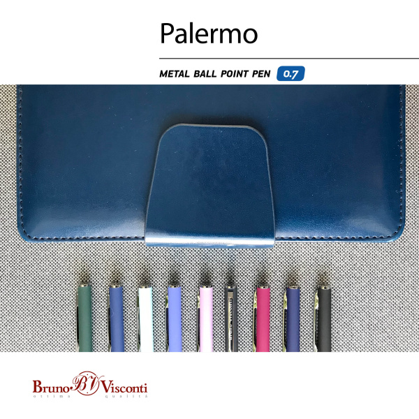 Ручка шариковая автоматическая BrunoVisconti® "PALERMO" цвет корпуса голубой 0.7 мм, в тубе
