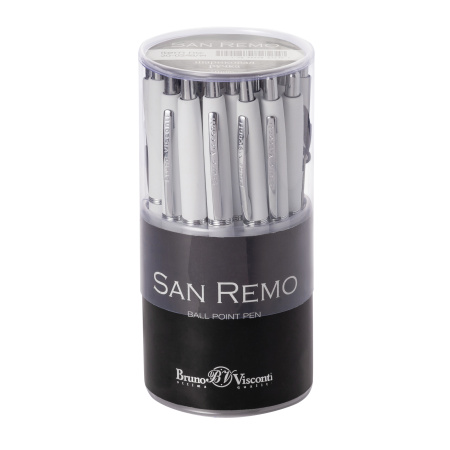 Ручка шариковая автоматическая BrunoVisconti® "SAN REMO" цвет корпуса белый 1 мм, в тубе