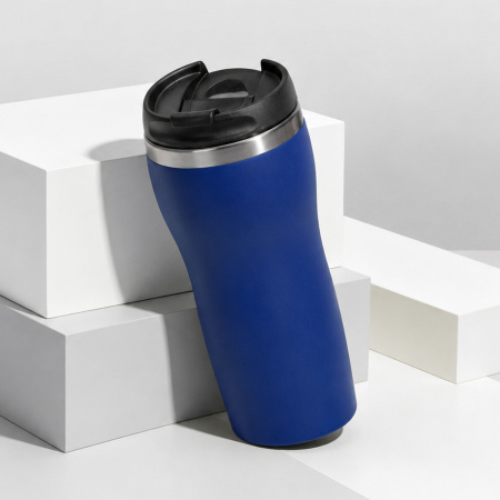 Термокружка "Double wall mug C1", soft touch, 350 мл, синий (Р)