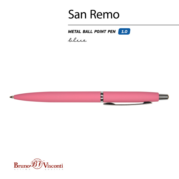 Ручка шариковая автоматическая BrunoVisconti® "SAN REMO" цвет корпуса коралловый 1 мм, в тубе