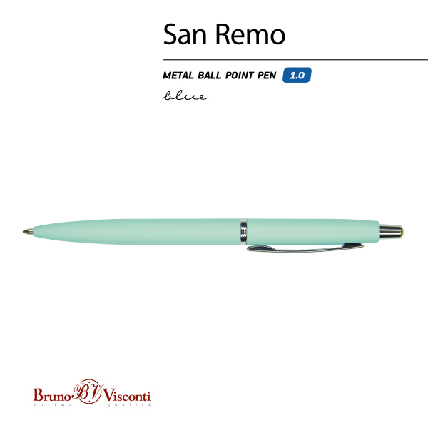 Ручка шариковая автоматическая BrunoVisconti® "SAN REMO" цвет корпуса мятный 1 мм, в тубе