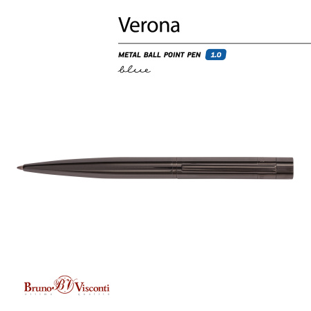 Ручка шариковая автоматическая BrunoVisconti® "VERONA" цвет корпуса вороненая сталь 1 мм