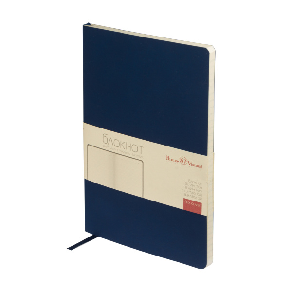 Бизнес - блокнот BrunoVisconti® А5 (140 х 210 мм.) "MEGAPOLIS VELVET FLEX" темно-синий 80л.