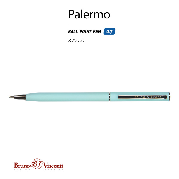 Ручка шариковая автоматическая BrunoVisconti® "PALERMO" цвет корпуса голубой 0.7 мм, в тубе