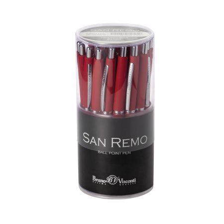 Ручка шариковая автоматическая BrunoVisconti® "SAN REMO" цвет корпуса красный 1 мм, в тубе