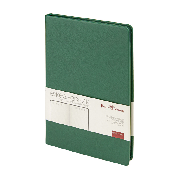 Ежедневник BrunoVisconti® недатированный А5 (142 х 212 мм) "MEGAPOLIS NAPPA COLOR" зеленый 256 стр., обрез в дизайн обложки