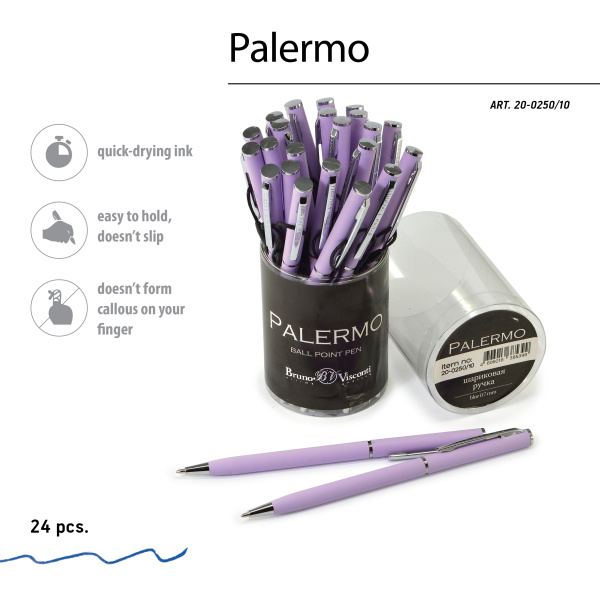 Ручка шариковая автоматическая BrunoVisconti® "PALERMO" цвет корпуса сиреневый 0.7 мм, в тубе