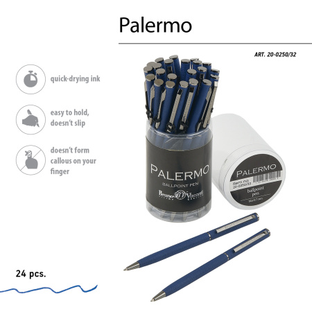 Ручка шариковая автоматическая BrunoVisconti® "PALERMO" цвет корпуса темно-синий 0.7 мм, в тубе