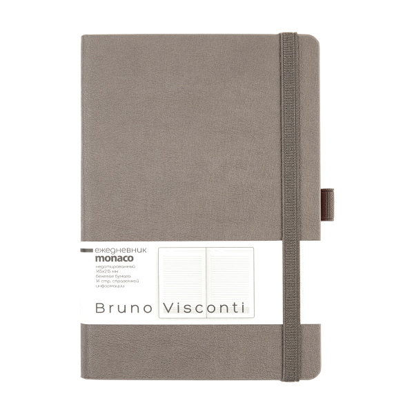 Ежедневник BrunoVisconti® недатированный А5 (150 х 220 мм.) "MONACO" серый 272 стр. Арт. 3-518/05 обложка в ассортименте