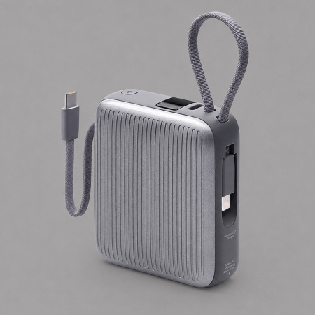 Внешний АКБ NRG Turbo Cable 10000 mAh, 22,5Вт, графит, Deppa