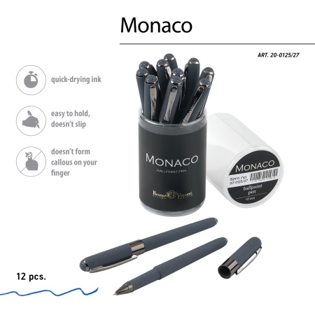 Ручка шариковая BrunoVisconti® "MONACO" цвет корпуса графитовый 0.5 мм, в тубе