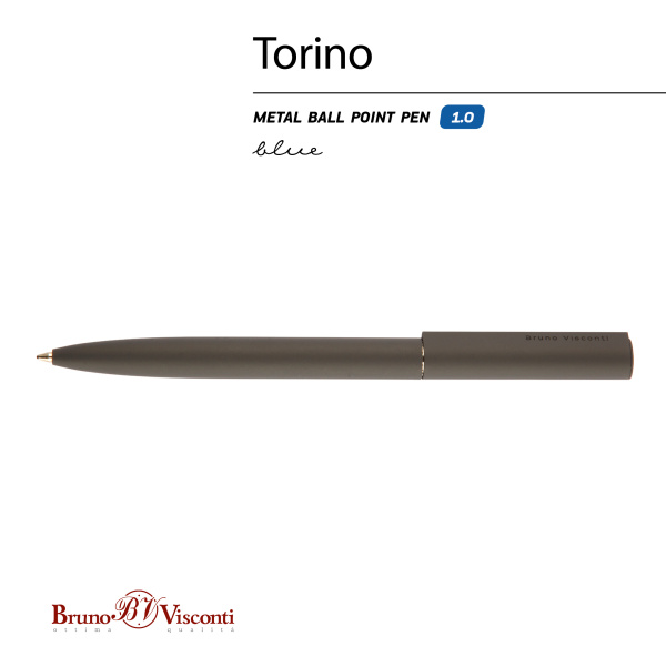 Ручка шариковая автоматическая BrunoVisconti® "TORINO" цвет корпуса серый 1 мм
