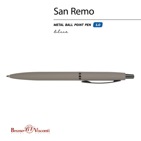 Ручка шариковая автоматическая BrunoVisconti® "SAN REMO" цвет корпуса серый 1 мм, в тубе