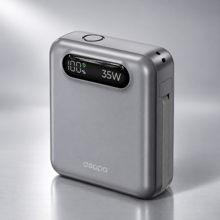 Внешний АКБ NRG Turbo Cable 10000 mAh, 35Вт, графит, Deppa