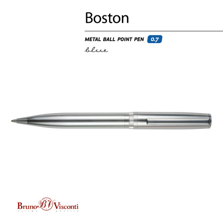 Ручка шариковая автоматическая BrunoVisconti® "BOSTON" цвет корпуса серебряный 0.7 мм